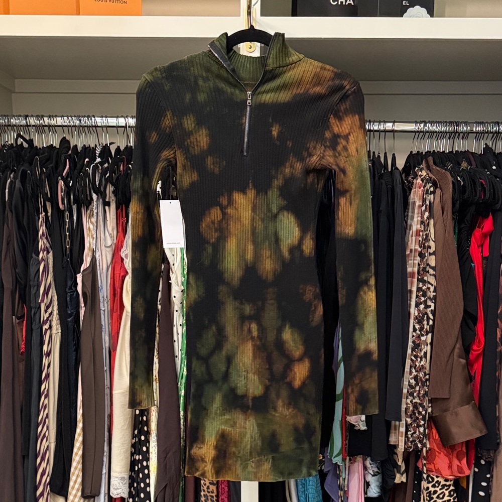 Cotton Citizen Black and Green Tie-Dye Mini Dress